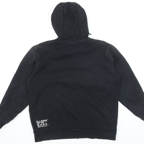 Ellesse Men's Black Pullover Hoodie M Regular Fit Graphic Logo