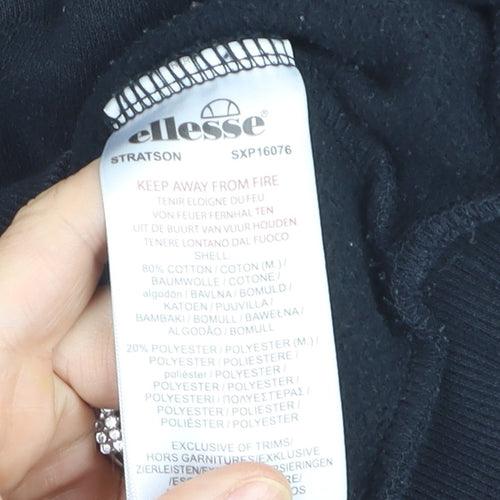 Ellesse Men's Black Pullover Hoodie M Regular Fit Graphic Logo