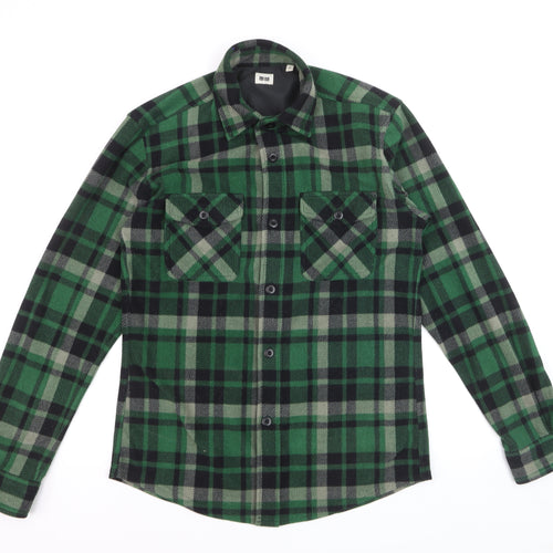 Uniqlo Men's Green Black Plaid Flannel Button-Up Shirt Size S