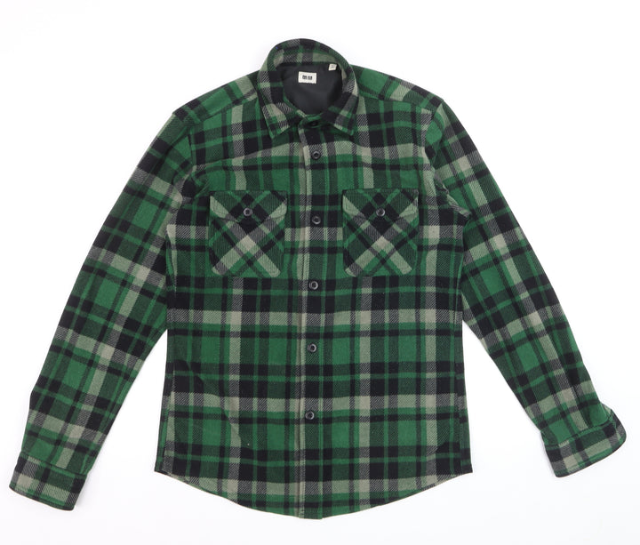 Uniqlo Men's Green Black Plaid Flannel Button-Up Shirt Size S