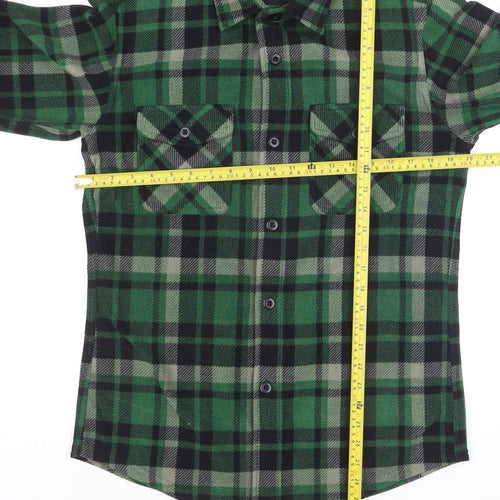 Uniqlo Men's Green Black Plaid Flannel Button-Up Shirt Size S