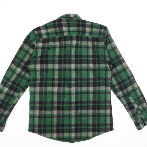 Uniqlo Men's Green Black Plaid Flannel Button-Up Shirt Size S