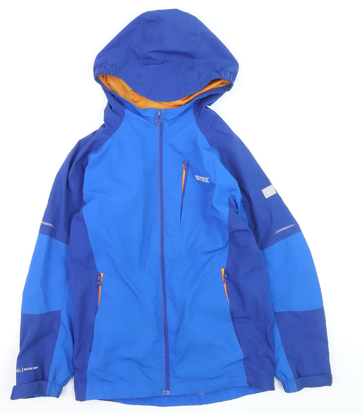 Regatta Boys Blue Waterproof Hooded Rain Coat Jacket 11-12 Years