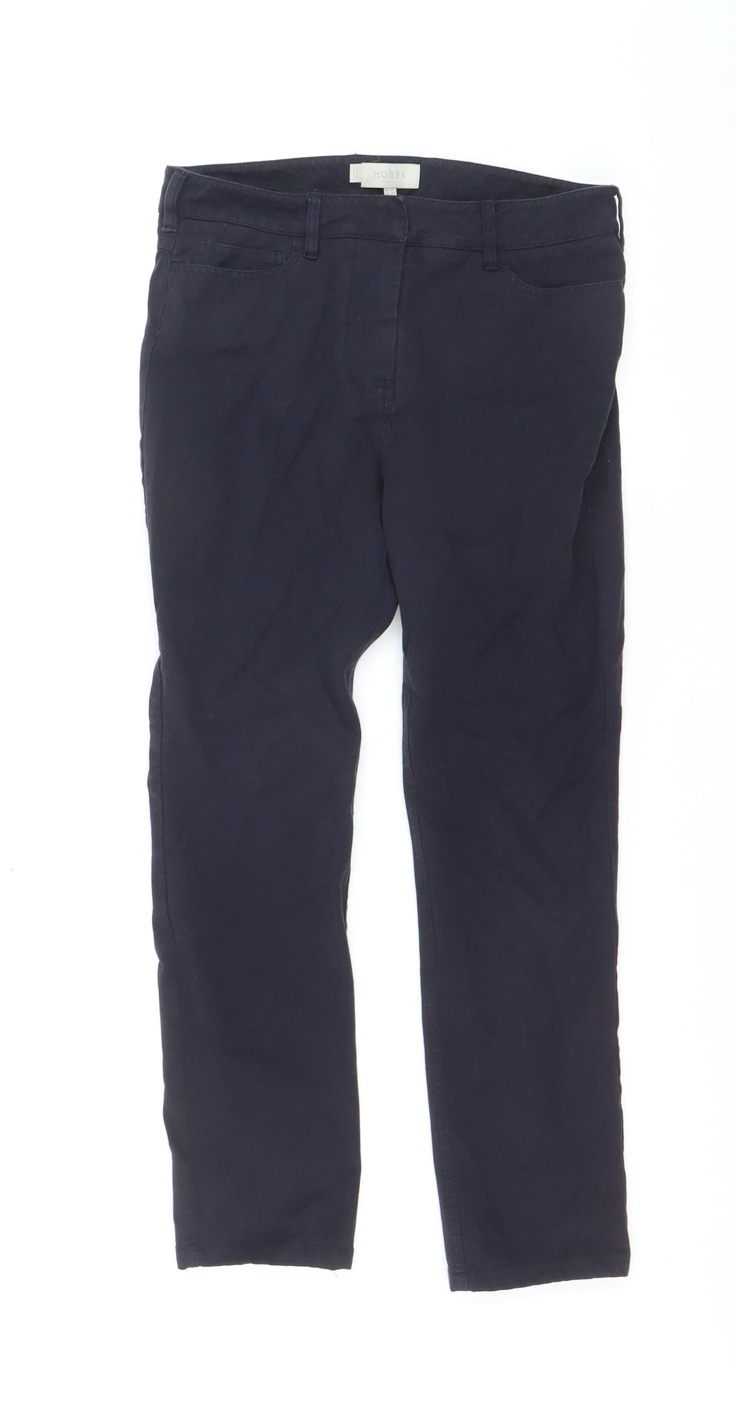 Hobbs Women's Blue Size 10 Chino Trousers Cotton Blend Slim Fit
