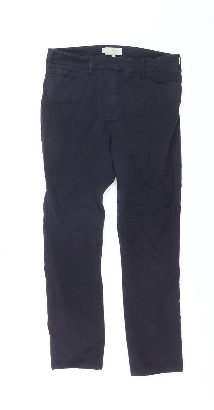 Hobbs Women's Blue Size 10 Chino Trousers Cotton Blend Slim Fit