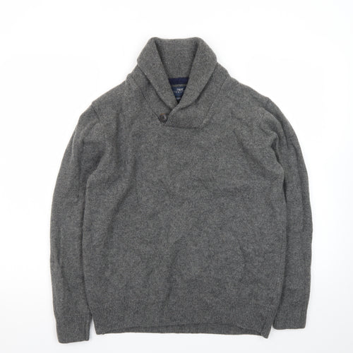 Next Men’s Grey Lambswool Shawl Collar Jumper XL Pullover