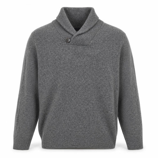 Front view of Next Men’s Grey Lambswool Shawl Collar Jumper XL Pullover
