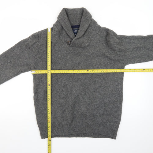 Next Men’s Grey Lambswool Shawl Collar Jumper XL Pullover