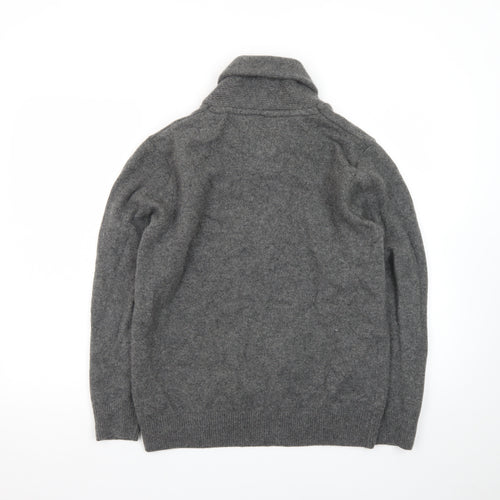 Next Men’s Grey Lambswool Shawl Collar Jumper XL Pullover
