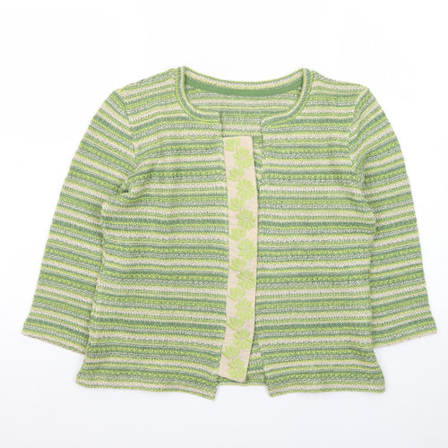 Marks and Spencer Women’s Green Striped Cardigan Medium Knit