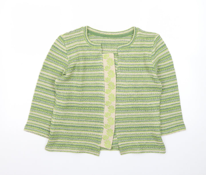 Marks and Spencer Women’s Green Striped Cardigan Medium Knit
