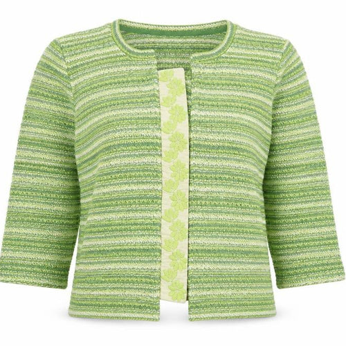 Marks and Spencer Women’s Green Striped Cardigan Medium Knit