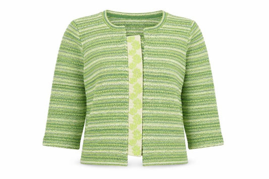Front view of Marks & Spencer Women’s Green Striped Cardigan Medium Knit