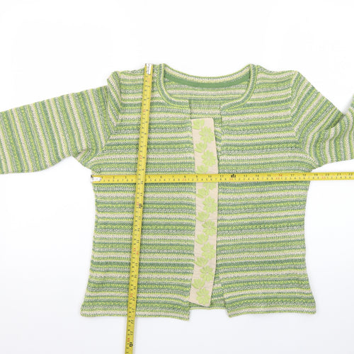 Marks and Spencer Women’s Green Striped Cardigan Medium Knit