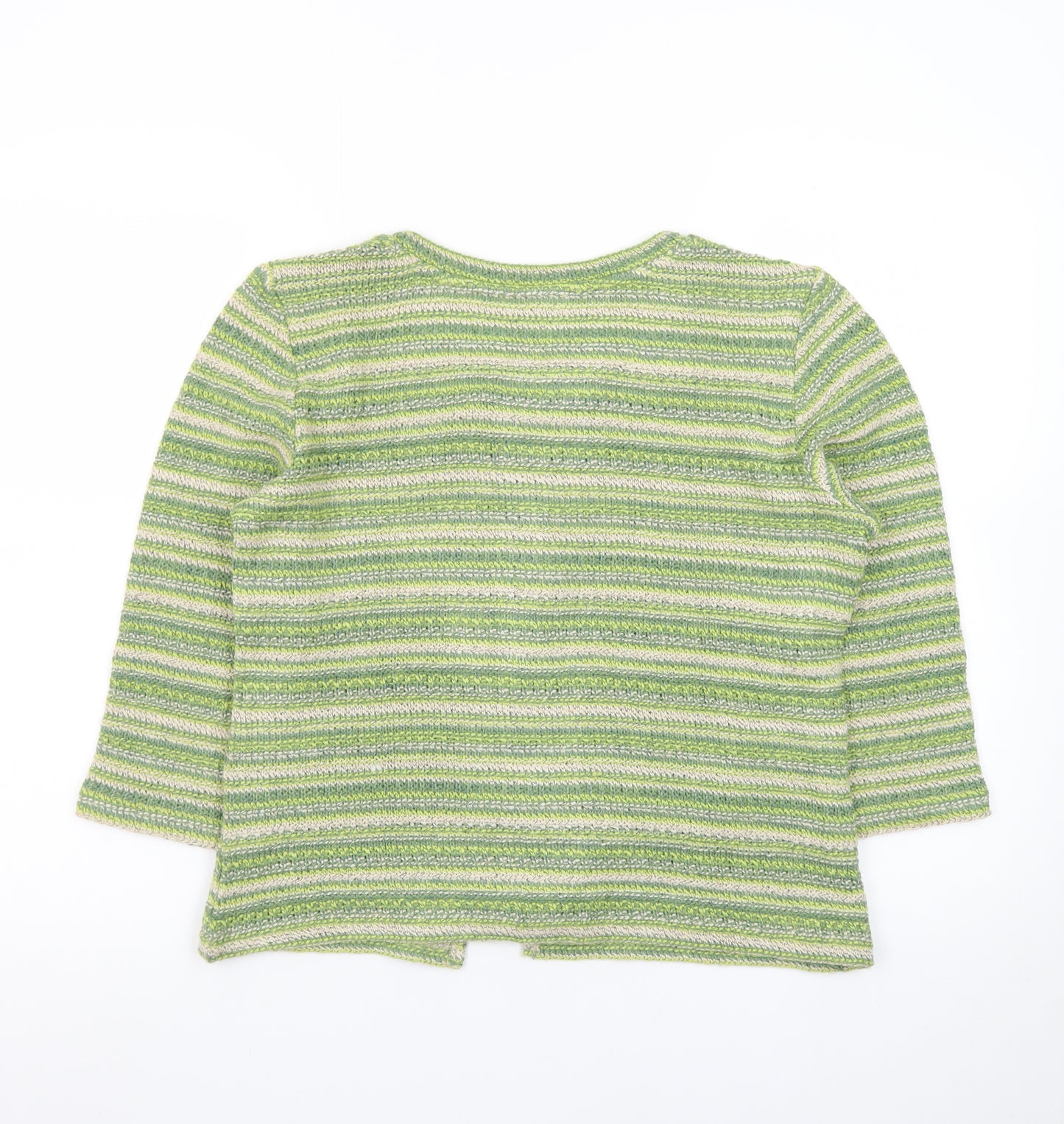 Marks and Spencer Women’s Green Striped Cardigan Medium Knit