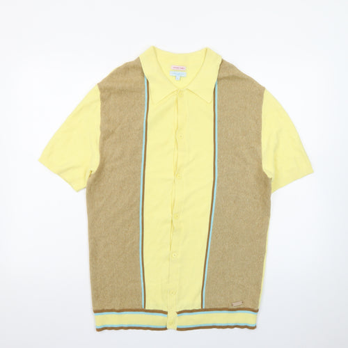 Good Vibes North Pole Contemporary Yellow Retro Men's L Polo Shirt
