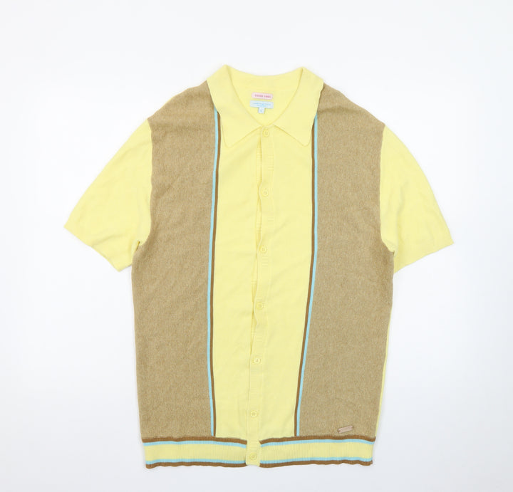 Good Vibes North Pole Contemporary Yellow Retro Men's L Polo Shirt