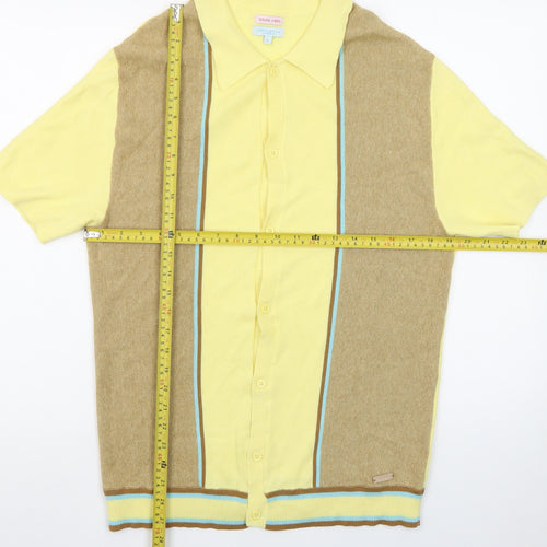 Good Vibes North Pole Contemporary Yellow Retro Men's L Polo Shirt