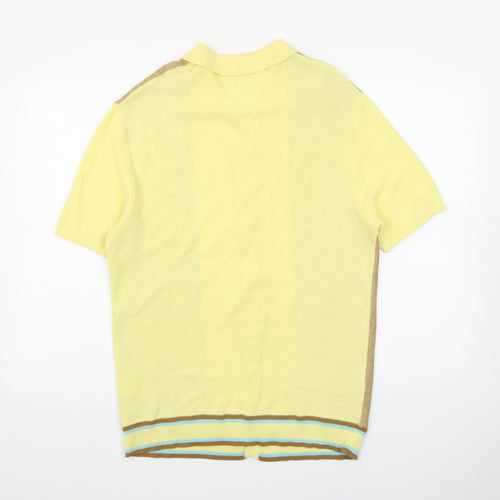 Good Vibes North Pole Contemporary Yellow Retro Men's L Polo Shirt