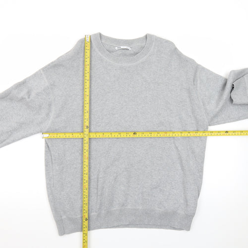 Zara Men Grey Cotton Knit Crew Neck Pullover Jumper M