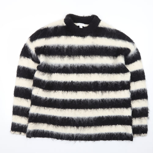 Topshop Women’s Black White Striped Mohair Wool Jumper S