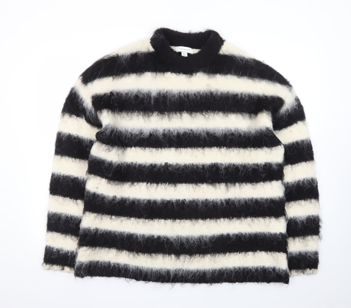 Topshop Women’s Black White Striped Mohair Wool Jumper S