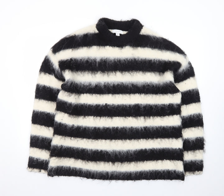 Topshop Women’s Black White Striped Mohair Wool Jumper S