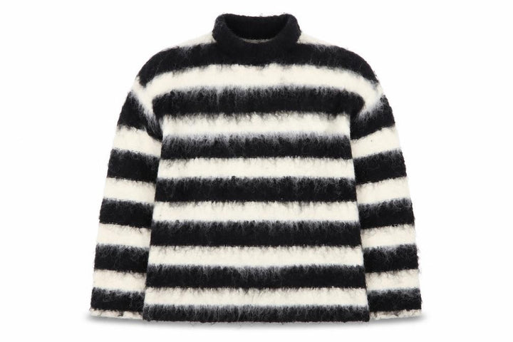 Topshop Women’s Black White Striped Mohair Wool Jumper S