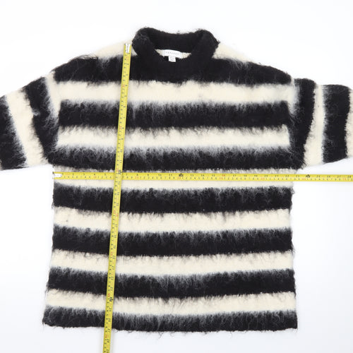 Topshop Women’s Black White Striped Mohair Wool Jumper S