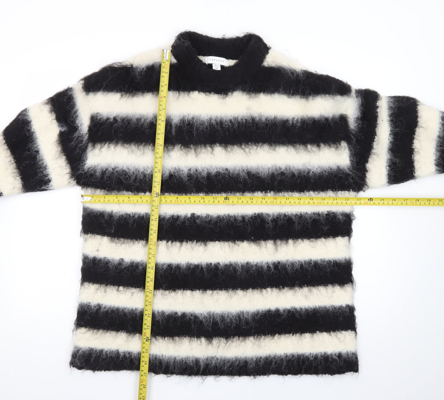 Topshop Women’s Black White Striped Mohair Wool Jumper S