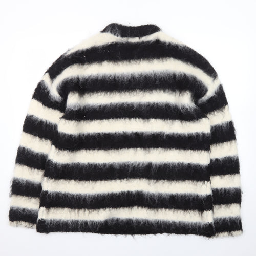 Topshop Women’s Black White Striped Mohair Wool Jumper S