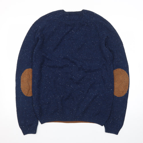 ASOS Men’s Brown and Blue Crew Neck Acrylic Knit Jumper M