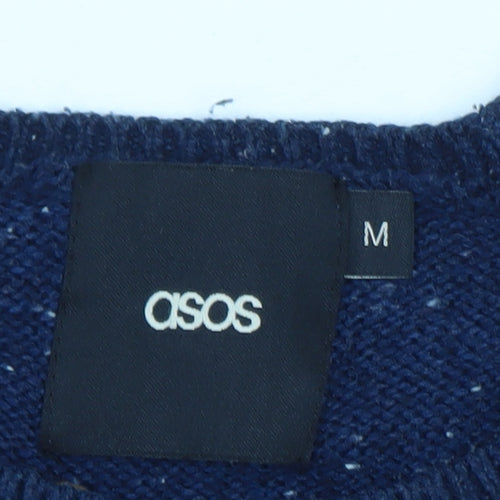 ASOS Men’s Brown and Blue Crew Neck Acrylic Knit Jumper M