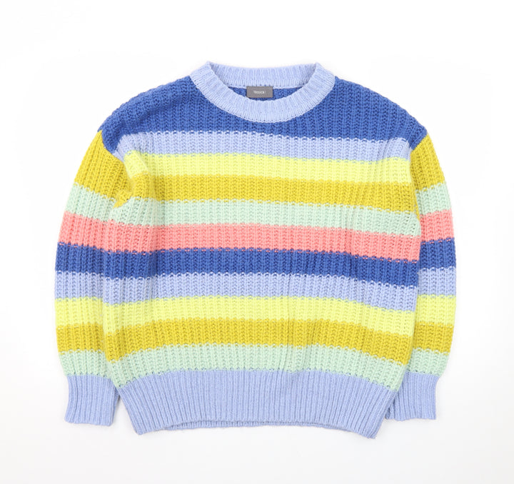 Yessica Women’s Multicoloured Striped Chunky Knit Pullover Jumper M