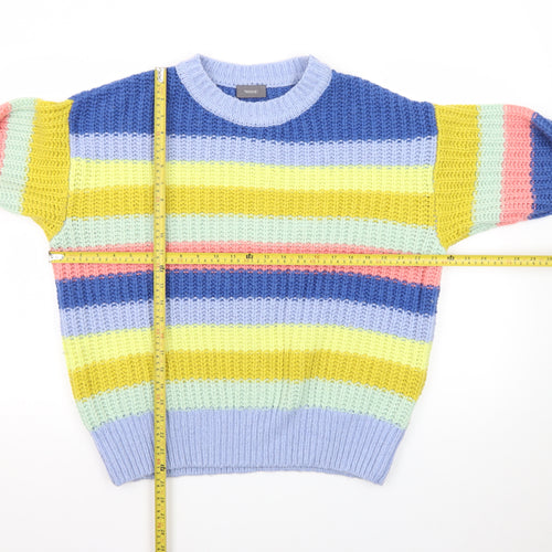 Yessica Women’s Multicoloured Striped Chunky Knit Pullover Jumper M