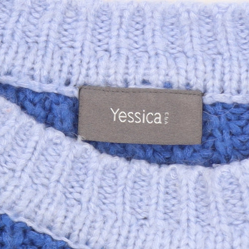 Yessica Women’s Multicoloured Striped Chunky Knit Pullover Jumper M
