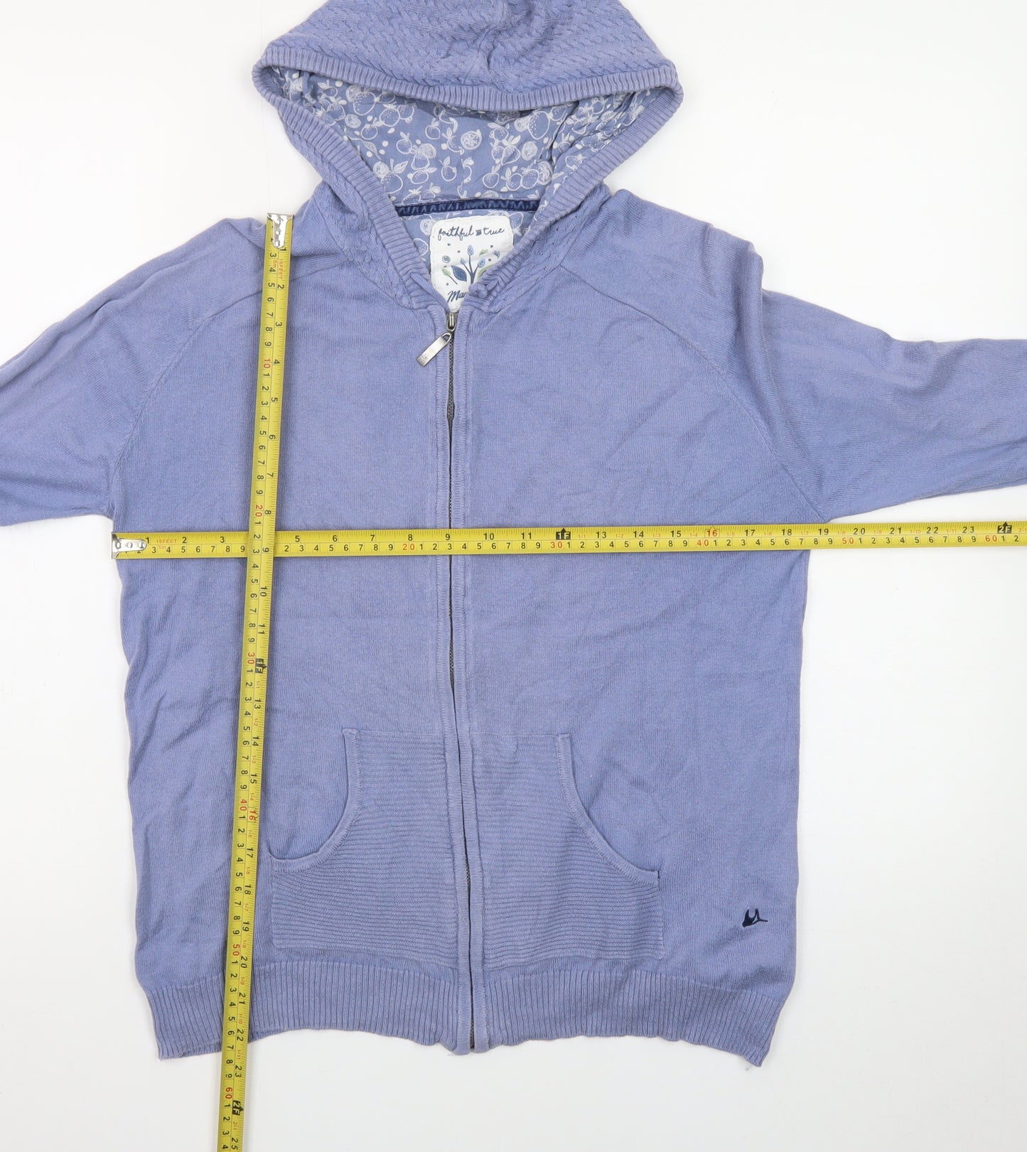 Matalan Women’s Blue Full Zip Hoodie Size 10 Cotton Lined Casual