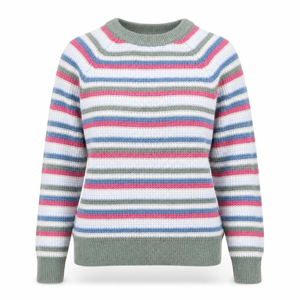 Front view of Cotton Traders Women’s Multicoloured Striped Knit Jumper XS