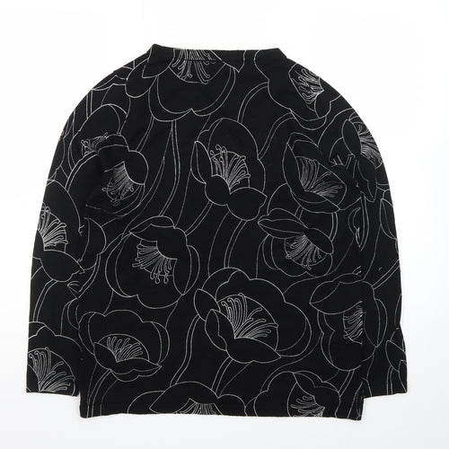 Next Women's Black Floral Knit Jumper Size 14 Viscose Blend