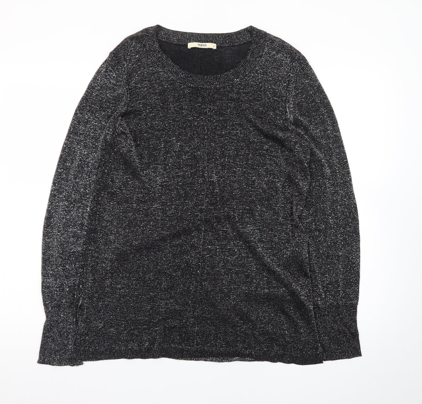 Oasis Womens Black Knit Long Sleeve Shift Dress M
