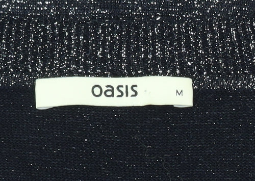 Oasis Womens Black Knit Long Sleeve Shift Dress M