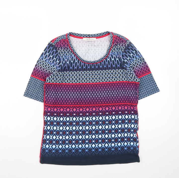 Betty Barclay Women’s Multicoloured Geometric Short Sleeve Jersey Top Size 14