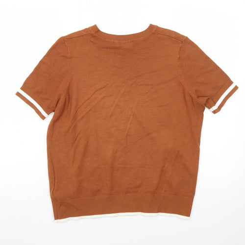 Marks and Spencer Men's Brown Short Sleeve Crew Neck T-Shirt M