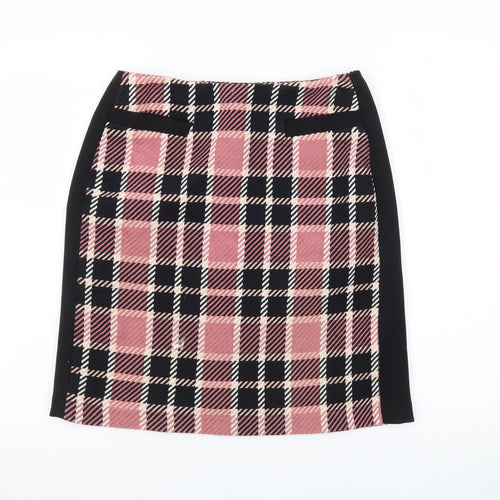 Marks and Spencer Women Pink Check Pencil Skirt Size 10 Lined