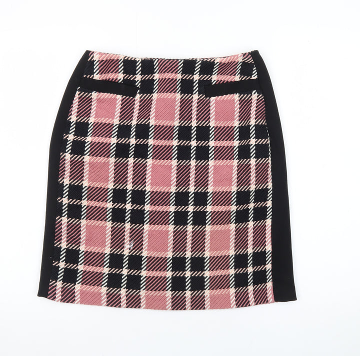 Marks and Spencer Women Pink Check Pencil Skirt Size 10 Lined