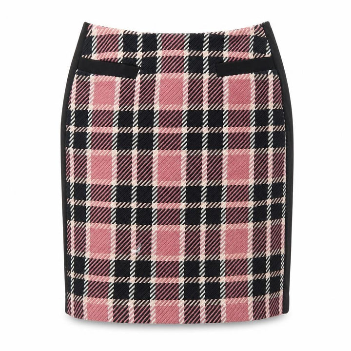 Marks & Spencer Women Pink Check Pencil Skirt Size 10 Lined
