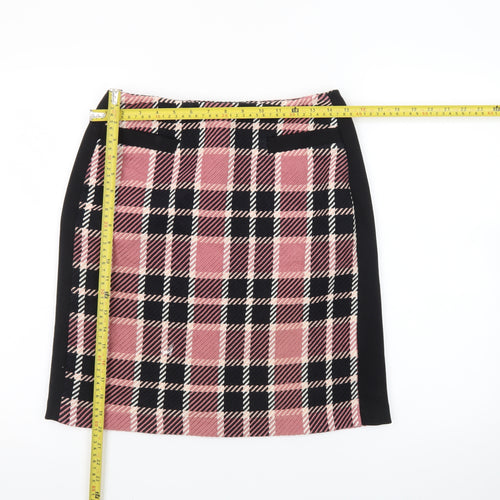 Marks and Spencer Women Pink Check Pencil Skirt Size 10 Lined