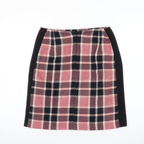 Marks and Spencer Women Pink Check Pencil Skirt Size 10 Lined