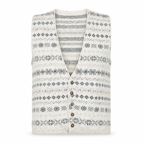 Roundtree & Yorke Women's Beige Fair Isle Knit Cotton Vest M