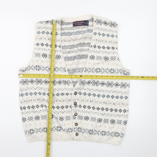 Roundtree & Yorke Women's Beige Fair Isle Knit Cotton Vest M